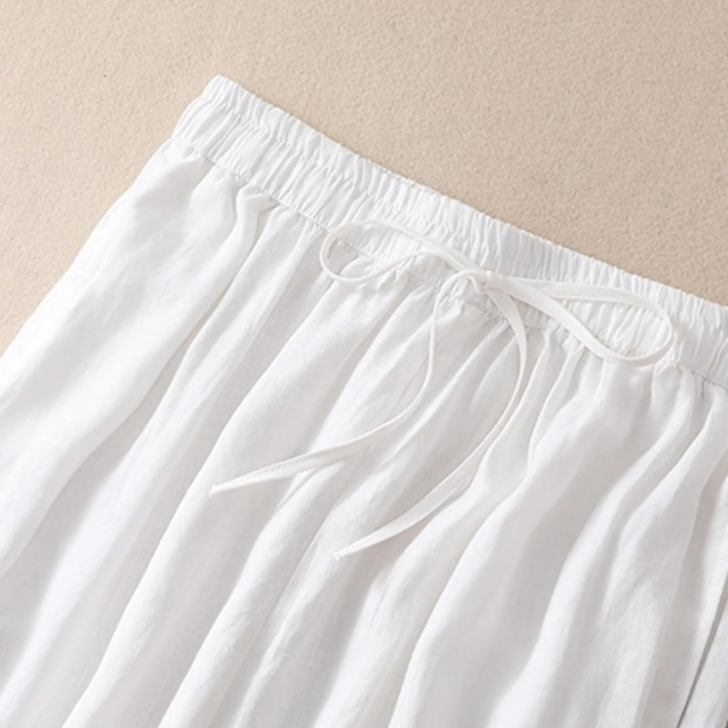 FZYLQY Cotton Linen Pants Women Wide Leg Hight Waisted Palazzo Pants Loose Fit Elastic Waist Summer Dressy Casual Trousers
