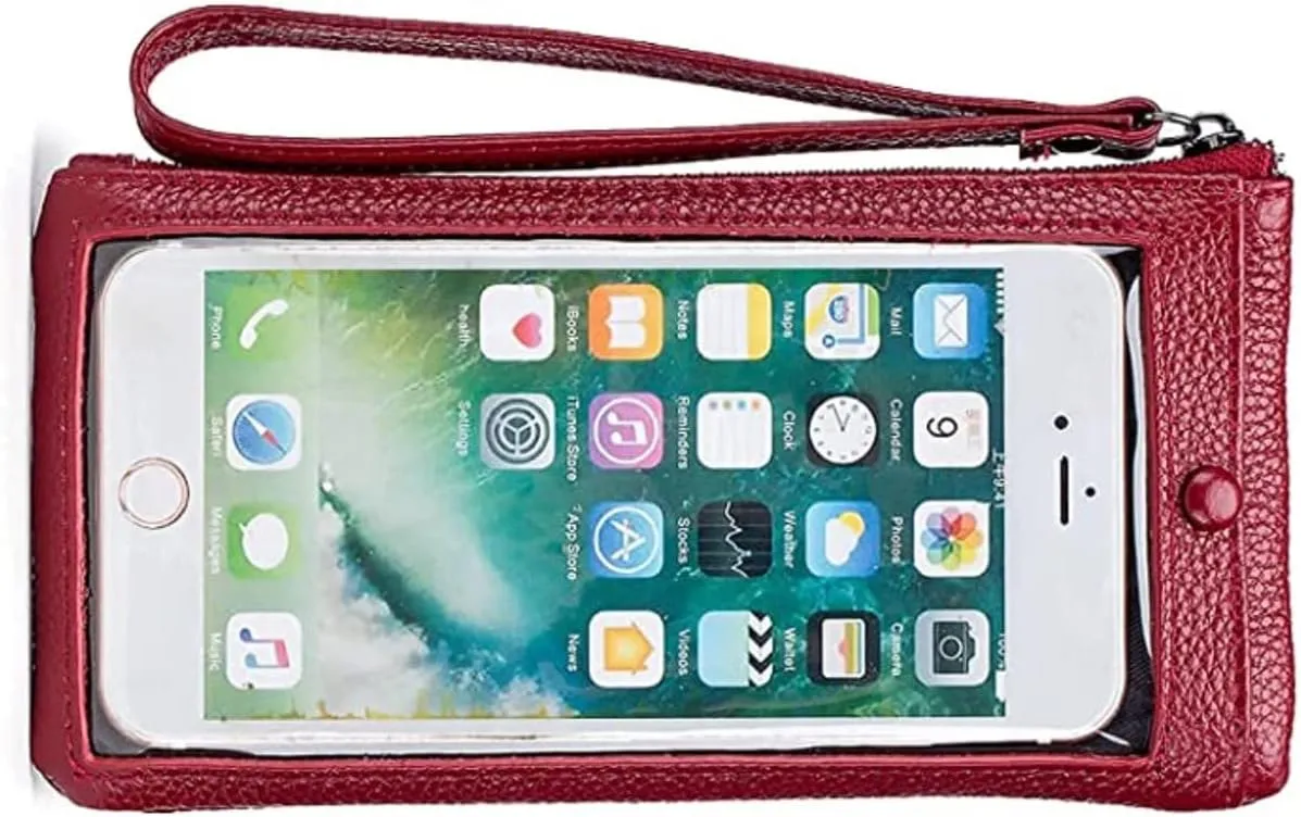 Genuine Leather Touch Screen Phone Clutch Bag Wristlet Handbag Wallet for Women Girls