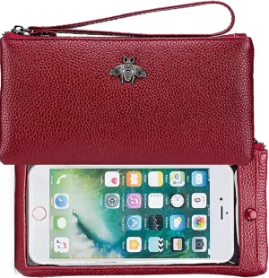 Genuine Leather Touch Screen Phone Clutch Bag Wristlet Handbag Wallet for Women Girls