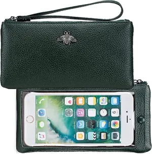 Genuine Leather Touch Screen Phone Clutch Bag Wristlet Handbag Wallet for Women Girls