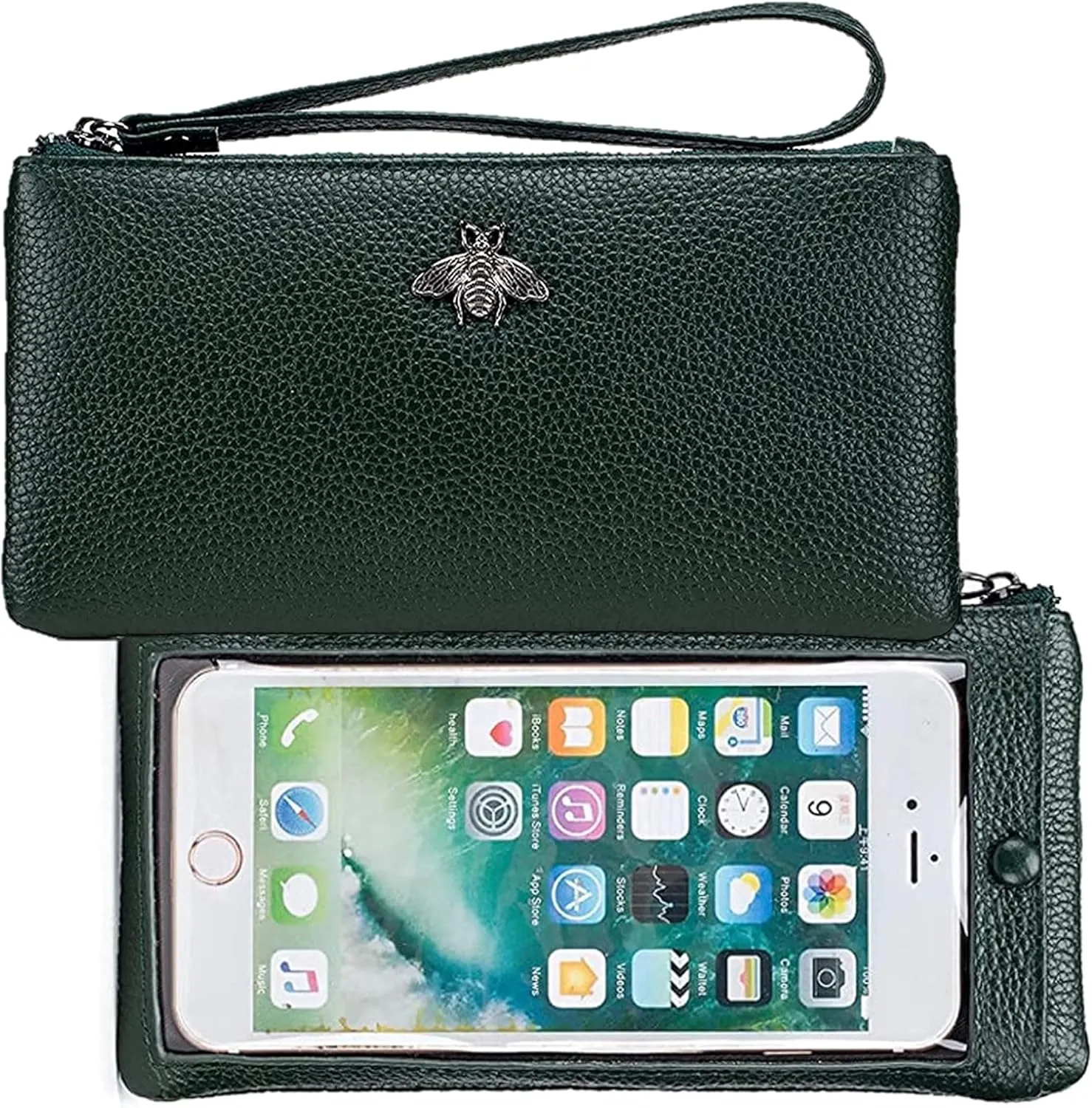 Genuine Leather Touch Screen Phone Clutch Bag Wristlet Handbag Wallet for Women Girls