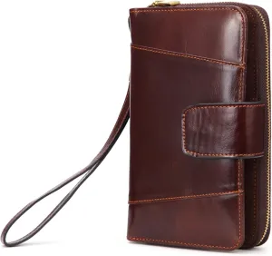 Genuine Leather Wallet Wristlet Handbag hand strap clutch