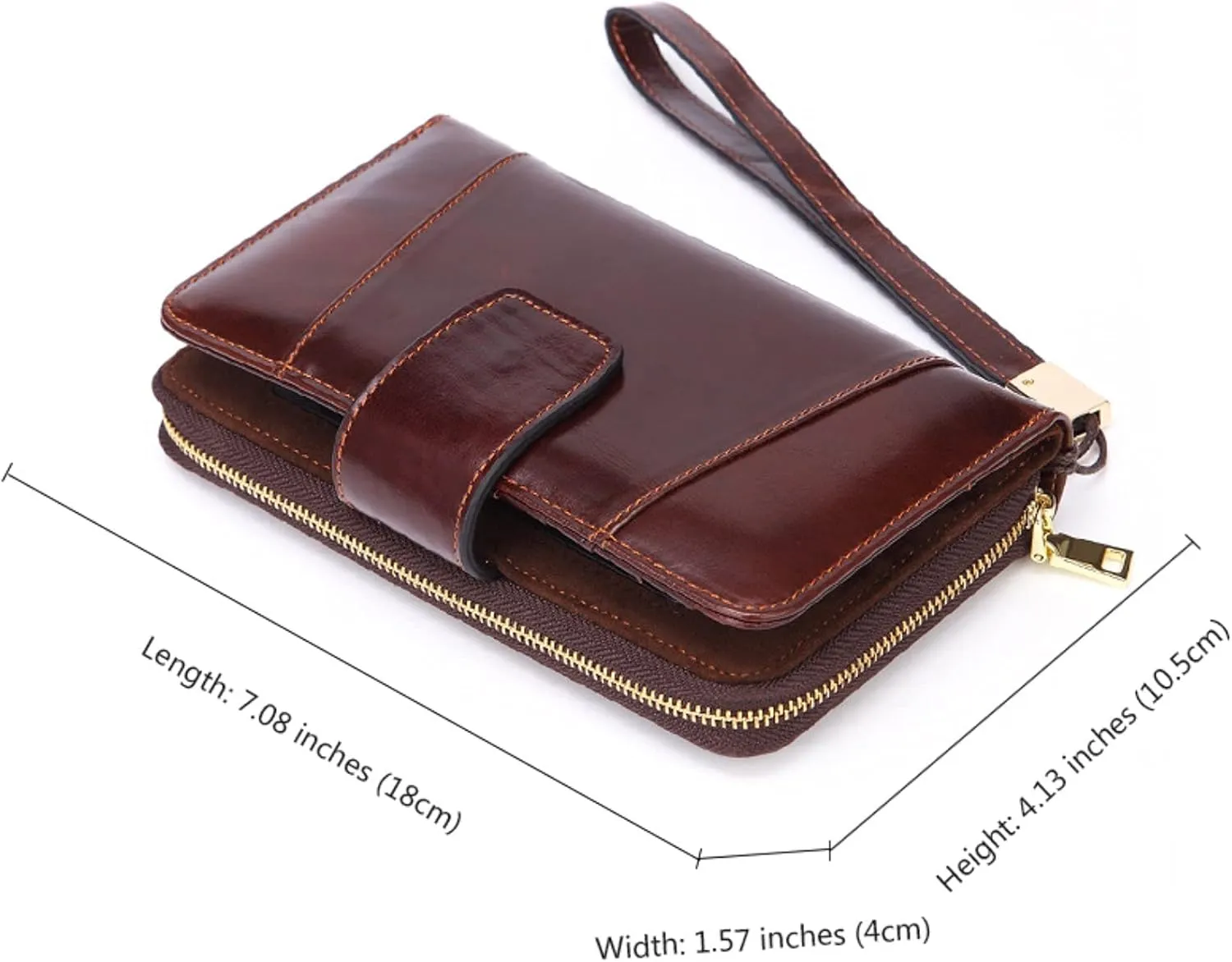 Genuine Leather Wallet Wristlet Handbag hand strap clutch