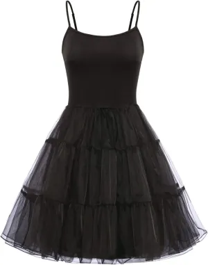 GRACE KARIN Womens Underdress Spaghetti Strap Full Slip 1950s Vintage Petticoat Crinoline Tutu Underskirts S-XXL