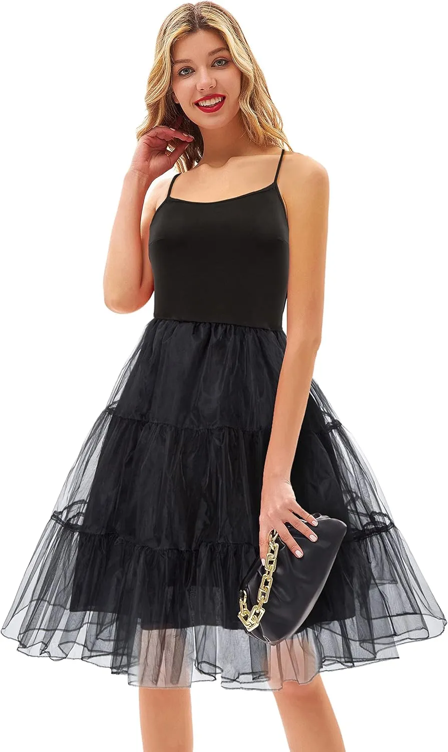 GRACE KARIN Womens Underdress Spaghetti Strap Full Slip 1950s Vintage Petticoat Crinoline Tutu Underskirts S-XXL
