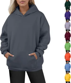 Gumipy Hoodies for Women Drawstring Long Sleeve Oversized Sweatshirt Hoodie Casual Fleece Pullover Y2K Sweater with Pockets