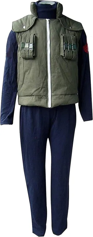 Halloween Cosplay Costume Mens Green Thick Vest Blue Flocking Hoodie Sets