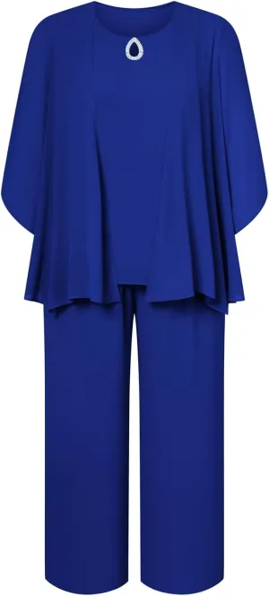 Hanna Nikole Plus Size Pants Suits 3pcs Mother of The Bride Suits for Wedding Guest