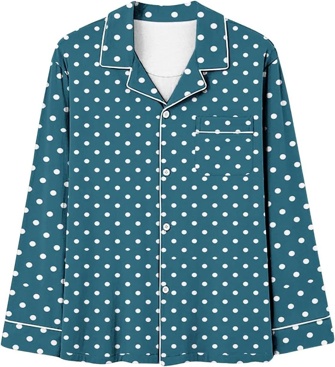HGps8w Long Sleeve Pajamas Sets for Women Polka Dots Casual Button Down Sleepwear Tops with Long Pants Loungewear
