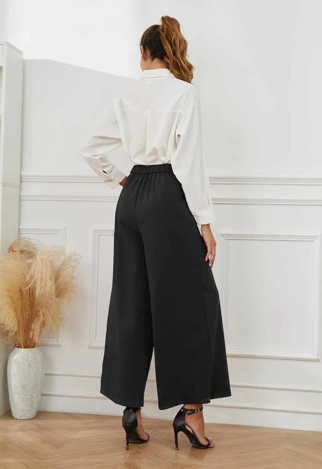 High Waisted Palazzo Pants for Women Dressy Wide Leg Work Pants Casual Trousers
