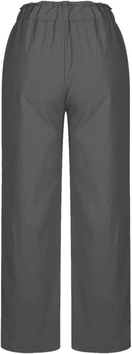 High Waisted Palazzo Pants Women Wide Leg Trousers, Casual Linen Pants with Pockets for Work or Lounge