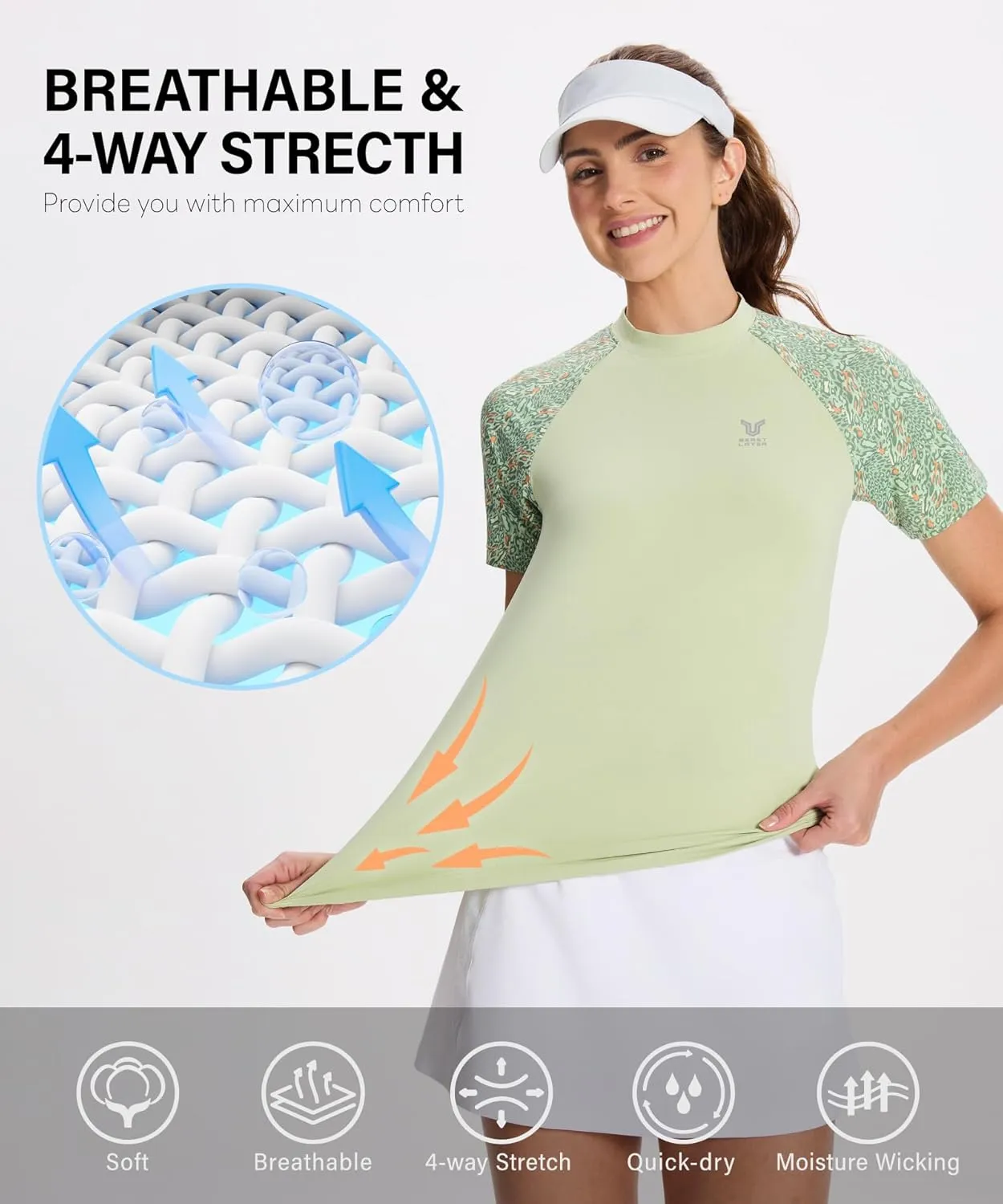 HUGE SPORTS Women's UPF 50  UV Protection Sun Shirts Short Sleeve Quick Dry Rash Guard Swim Gym Workout Tops