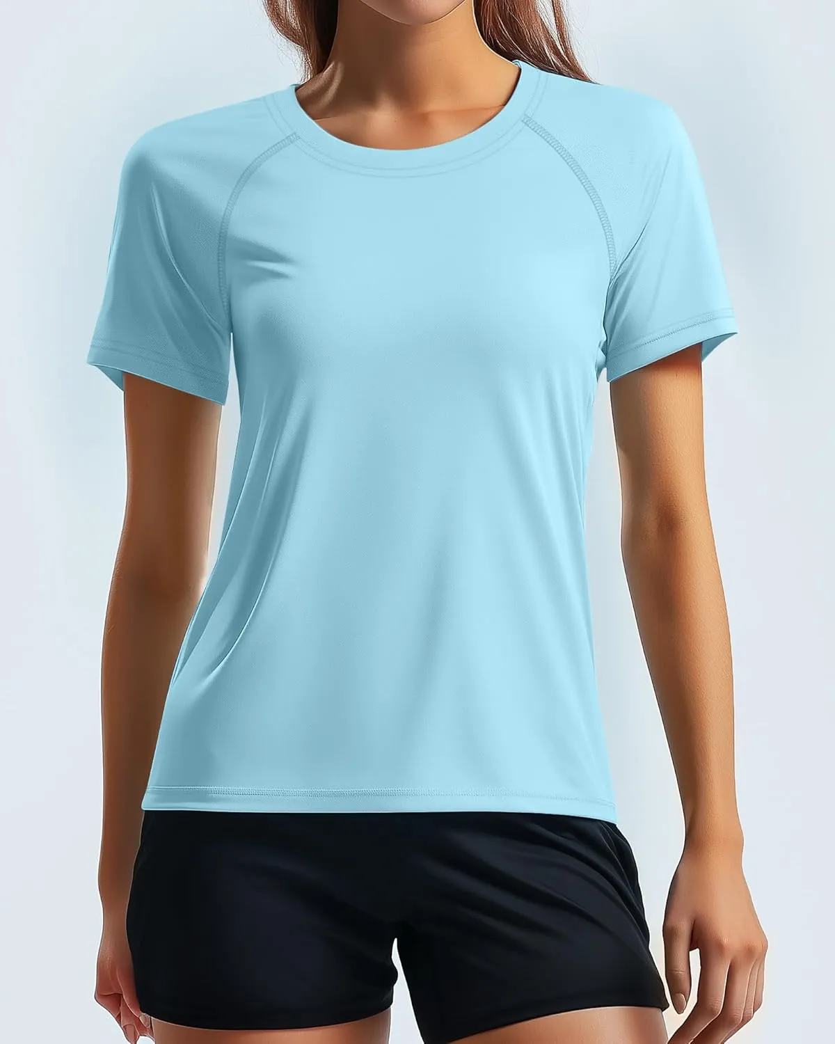 Huukeay 3 Pack Women's Swim Shirt Short Sleeve Rash Guard Quick Dry Crewneck Swimsuit Summer UV Sun Protection Tops UPF 50 