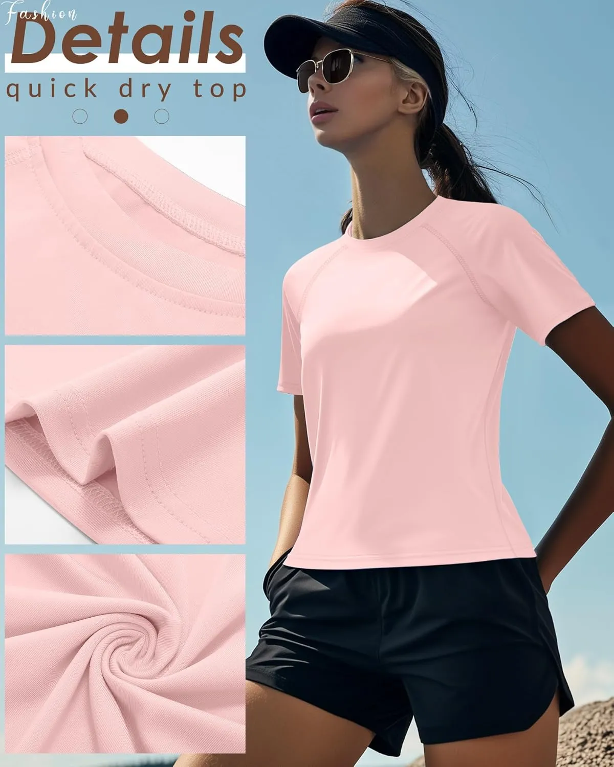 Huukeay 3 Pack Women's Swim Shirt Short Sleeve Rash Guard Quick Dry Crewneck Swimsuit Summer UV Sun Protection Tops UPF 50 