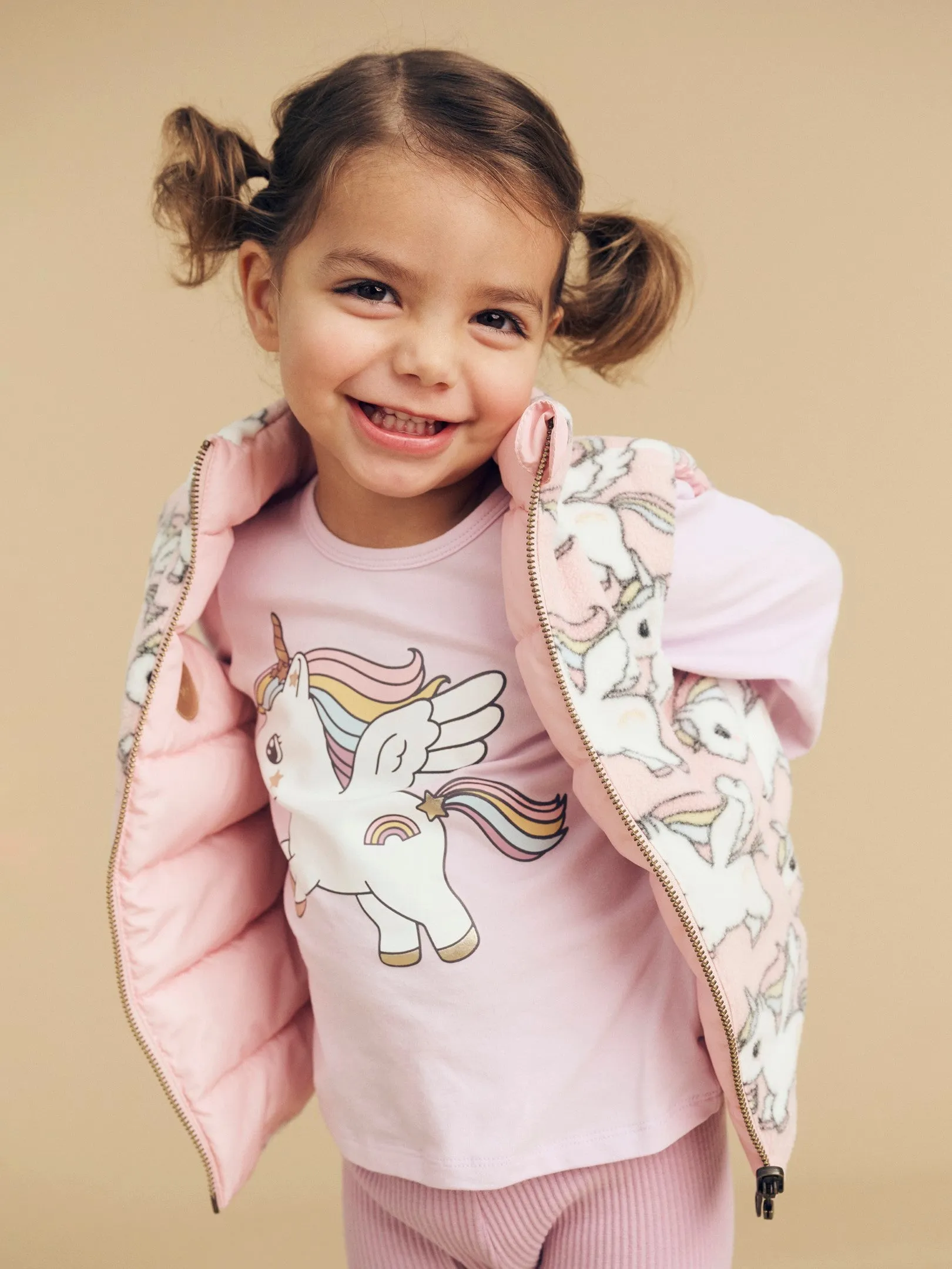 Huxbaby Magical Unicorn Reversible Fleece Vest - Rosebud