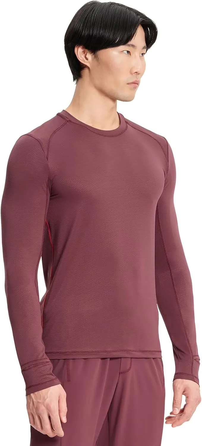 Infinity Cherokee Men's Long Sleeve Underscrub Round Neck Top with Long Sleeves, Contrast Stitching On Side Seams IN608