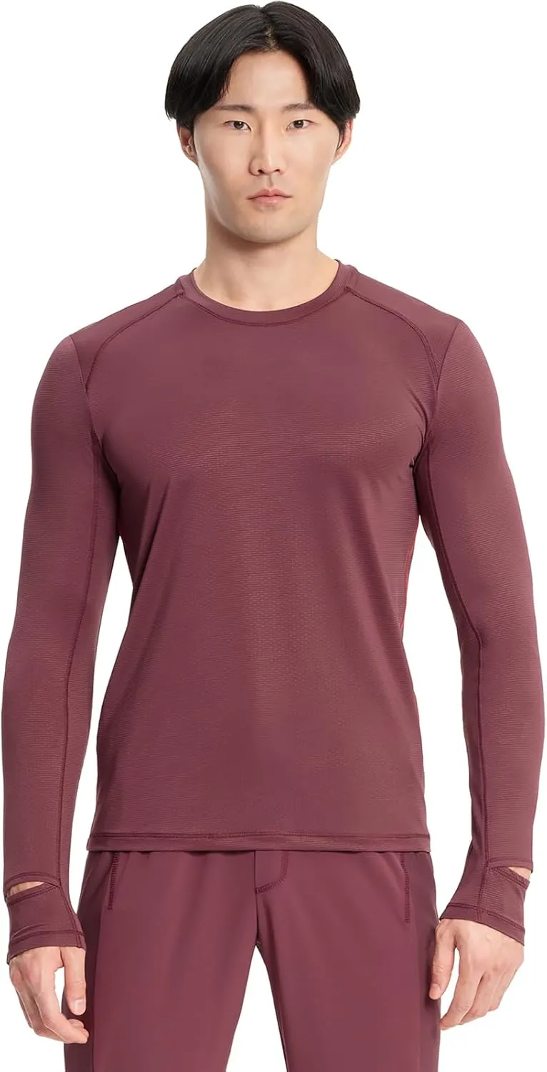 Infinity Cherokee Men's Long Sleeve Underscrub Round Neck Top with Long Sleeves, Contrast Stitching On Side Seams IN608