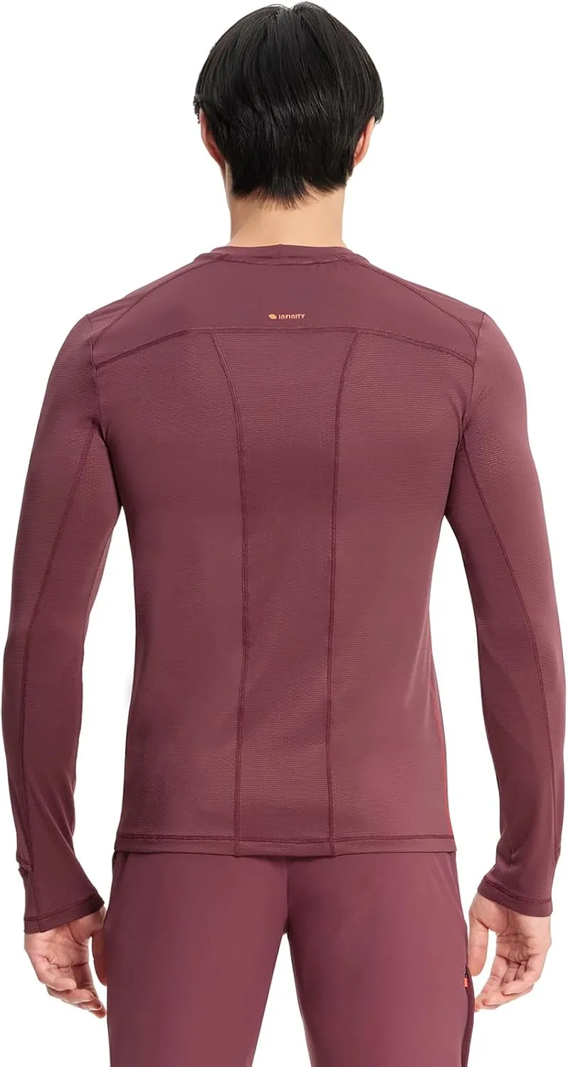 Infinity Cherokee Men's Long Sleeve Underscrub Round Neck Top with Long Sleeves, Contrast Stitching On Side Seams IN608
