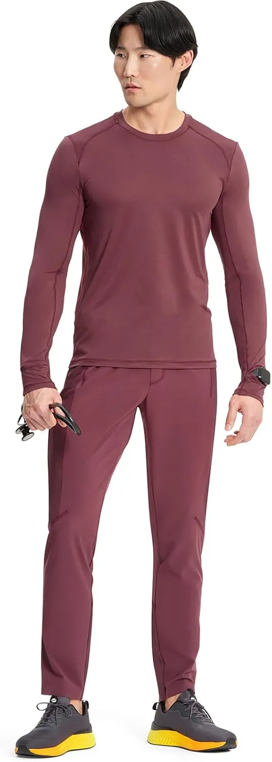 Infinity Cherokee Men's Long Sleeve Underscrub Round Neck Top with Long Sleeves, Contrast Stitching On Side Seams IN608