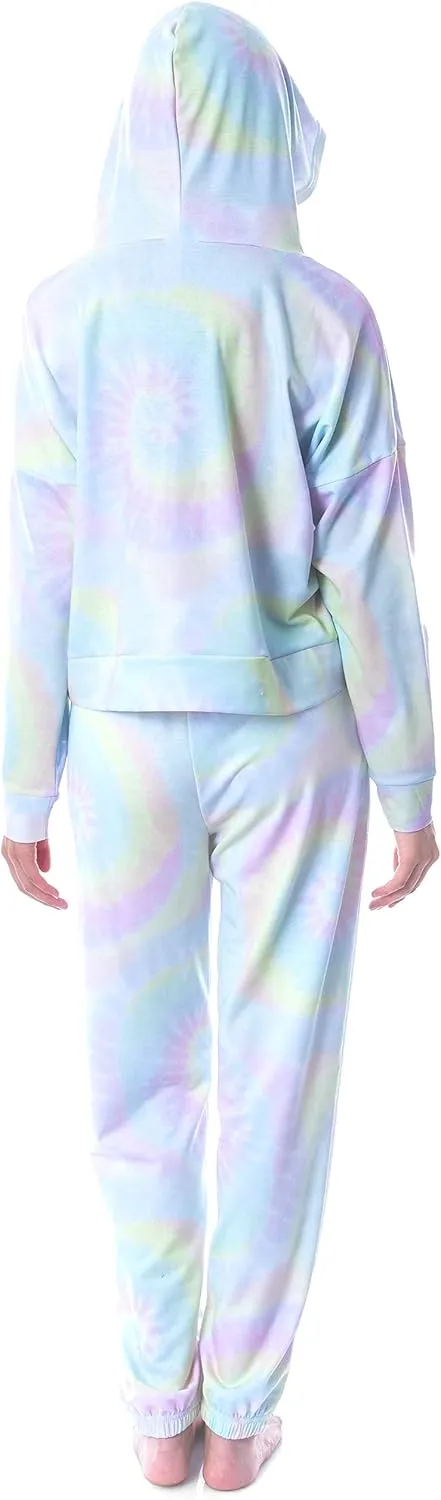INTIMO Mattel Barbie Doll Logo Tie Dye Womens' Pajama Loungewear Hooded Jogger Set