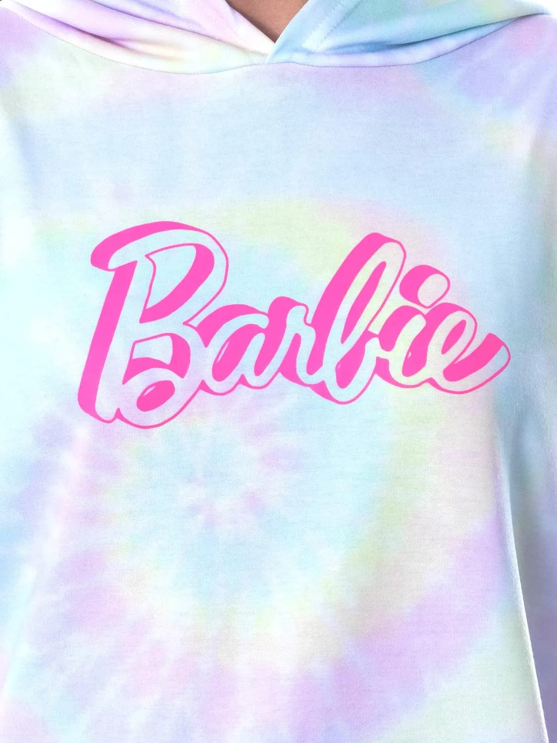 INTIMO Mattel Barbie Doll Logo Tie Dye Womens' Pajama Loungewear Hooded Jogger Set