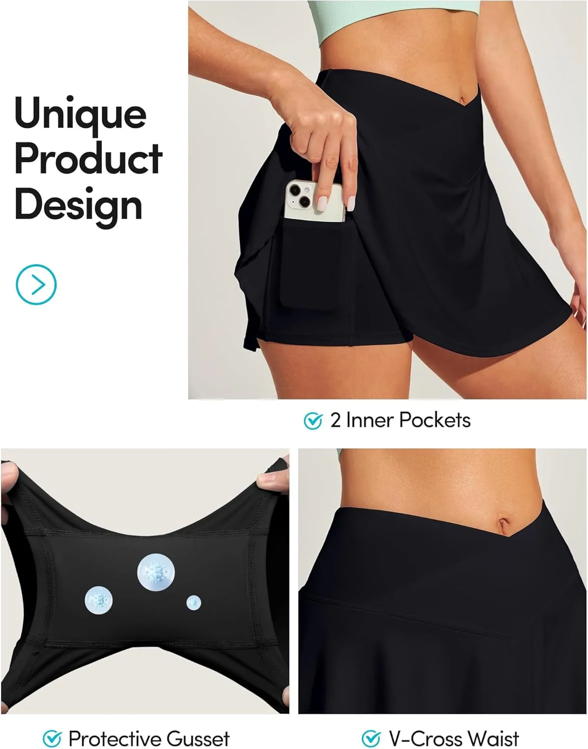 IUGA V Cross Swim Skirt High Waist Tummy Control Beach Vacation Essentials Bathing Suit Swimsuit Tankini Bikini Bottoms
