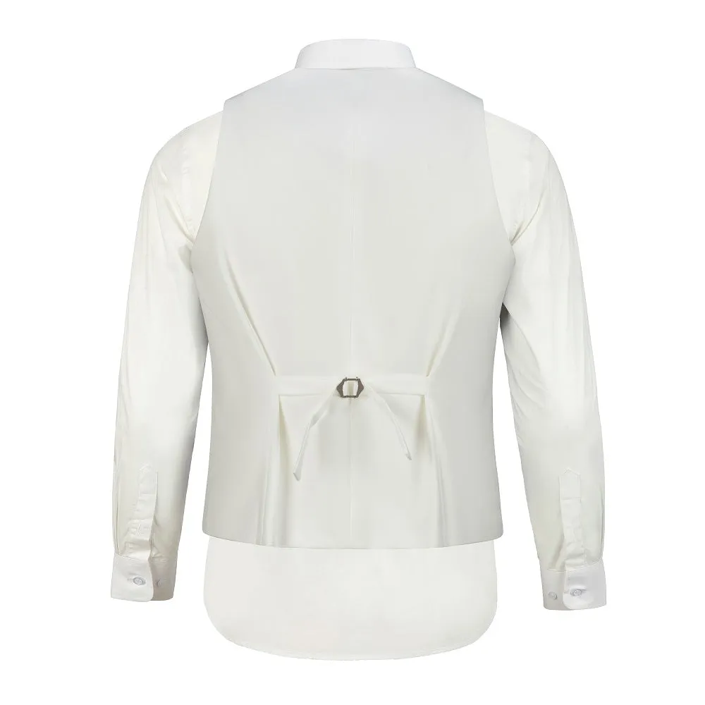 Ivory Men's Suits 2 Pieces Vest Pants Set V-Neck Slim Fit Casual Waistcoat Suit