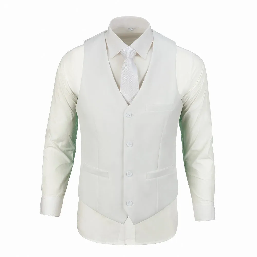 Ivory Men's Suits 2 Pieces Vest Pants Set V-Neck Slim Fit Casual Waistcoat Suit