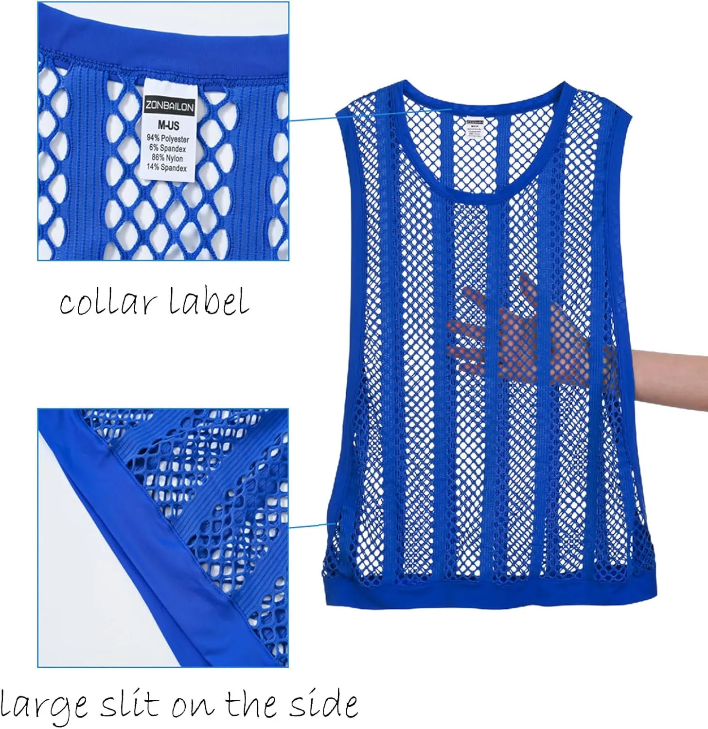 JINSHI Men's Mesh Athletic Tank Top Shirts Sexy Fishnet See Through Sleeveless Vest Male Fitted Muscle Workout Tops Swimwear