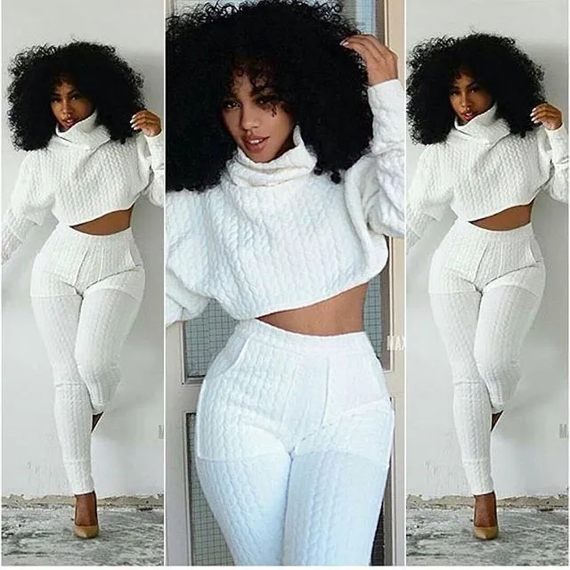 Knit Fitted Crop Top Fashion Jogger