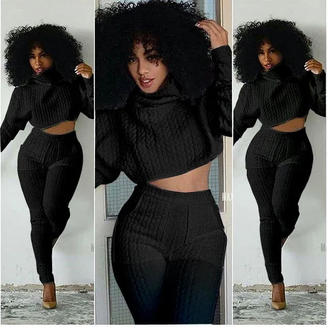 Knit Fitted Crop Top Fashion Jogger