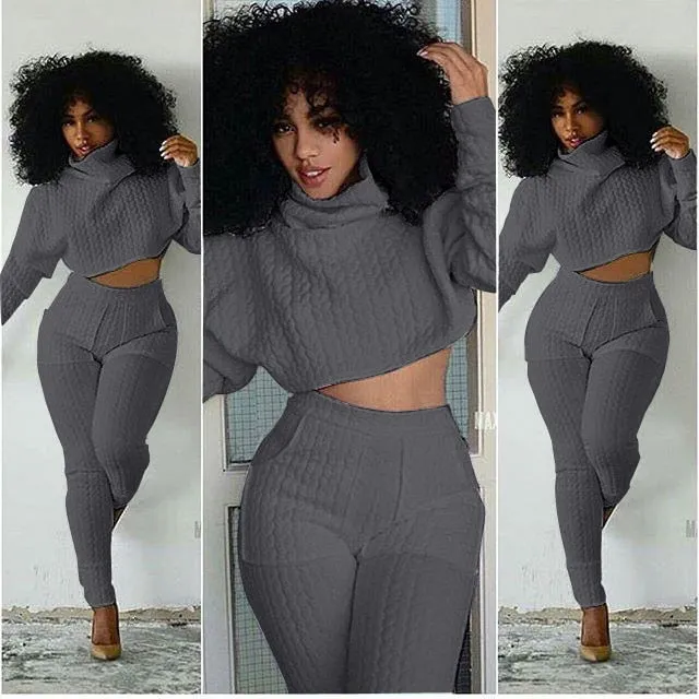 Knit Fitted Crop Top Fashion Jogger