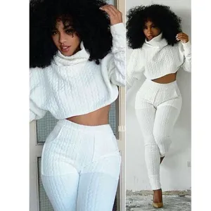 Knit Fitted Crop Top Fashion Jogger