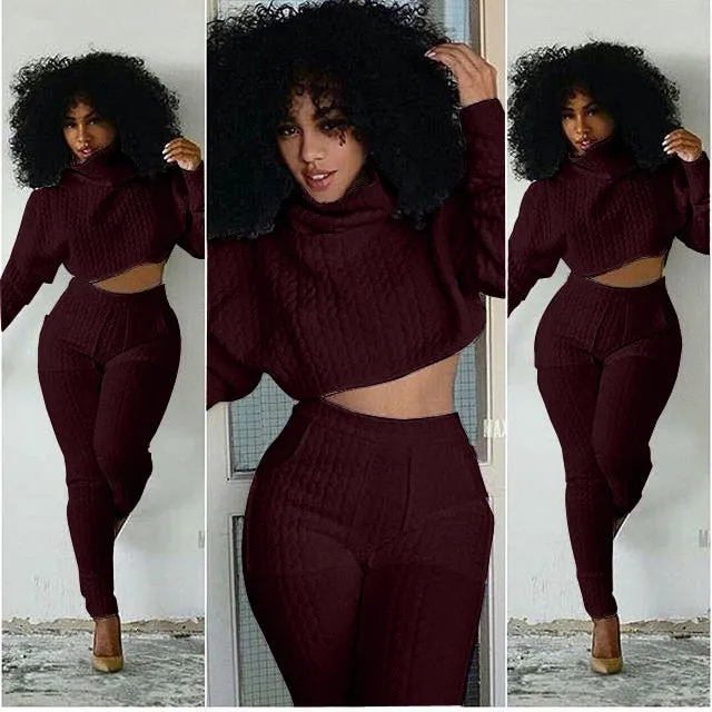 Knit Fitted Crop Top Fashion Jogger