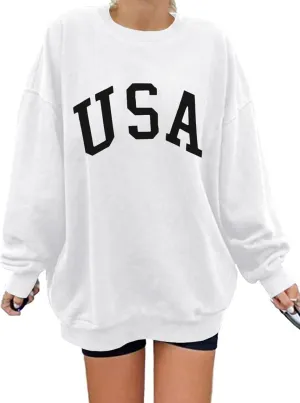 Langwyqu Women's Oversized Sweatshirt Los Angeles California Crewneck Long Sleeve Casual Loose Pullover Tops