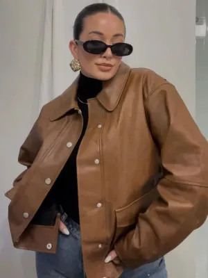 Leather Effect Shore Jacket With Pockets
