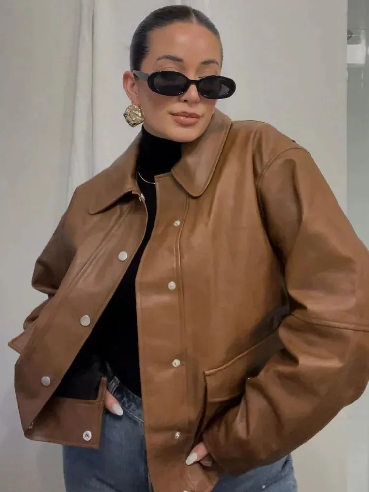 Leather Effect Shore Jacket With Pockets