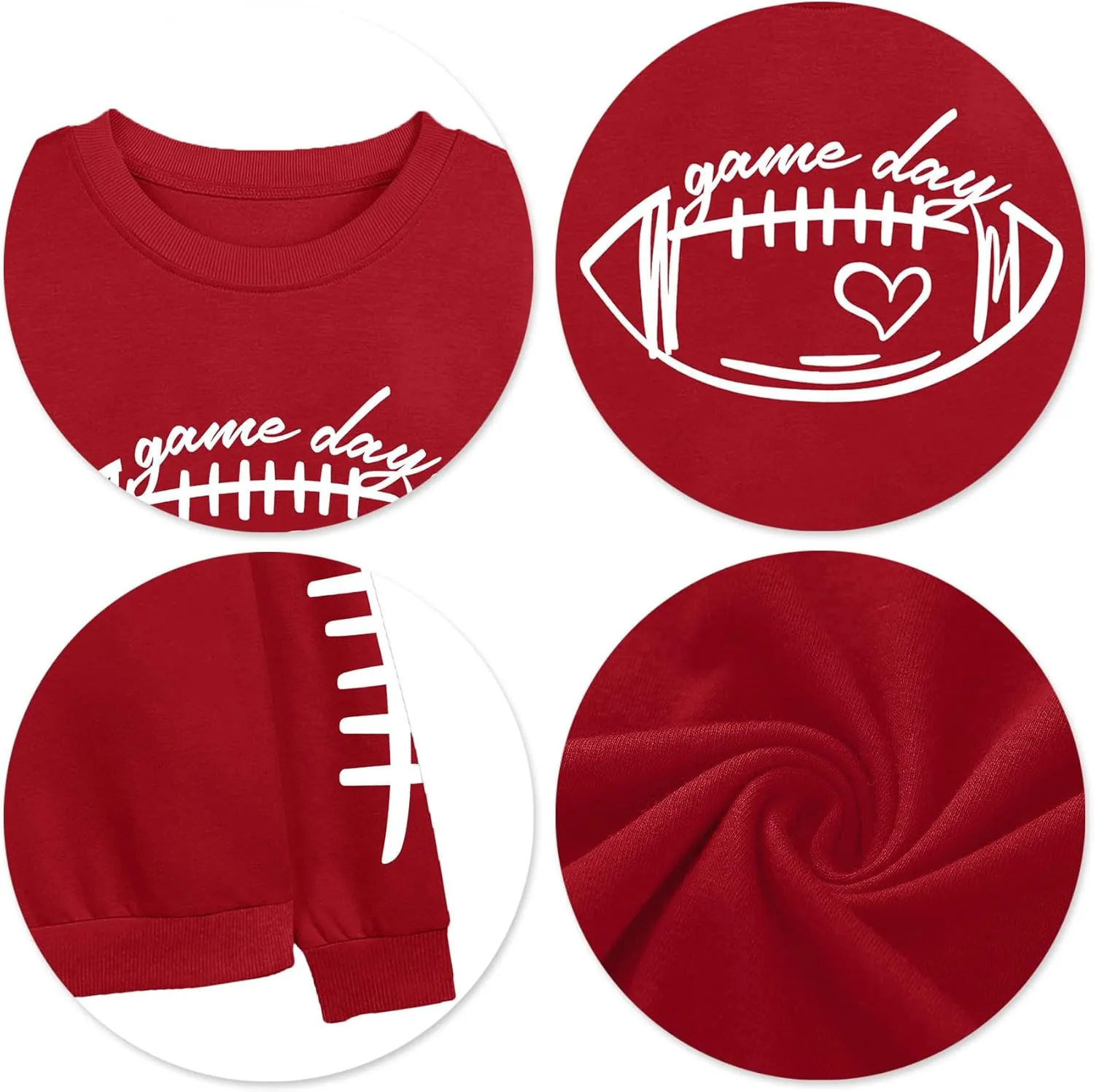LHBNK Game Day Sweatshirts for Women Football Sweatshirts Funny Football Graphic Crewneck Long Sleeve Pullover Tops
