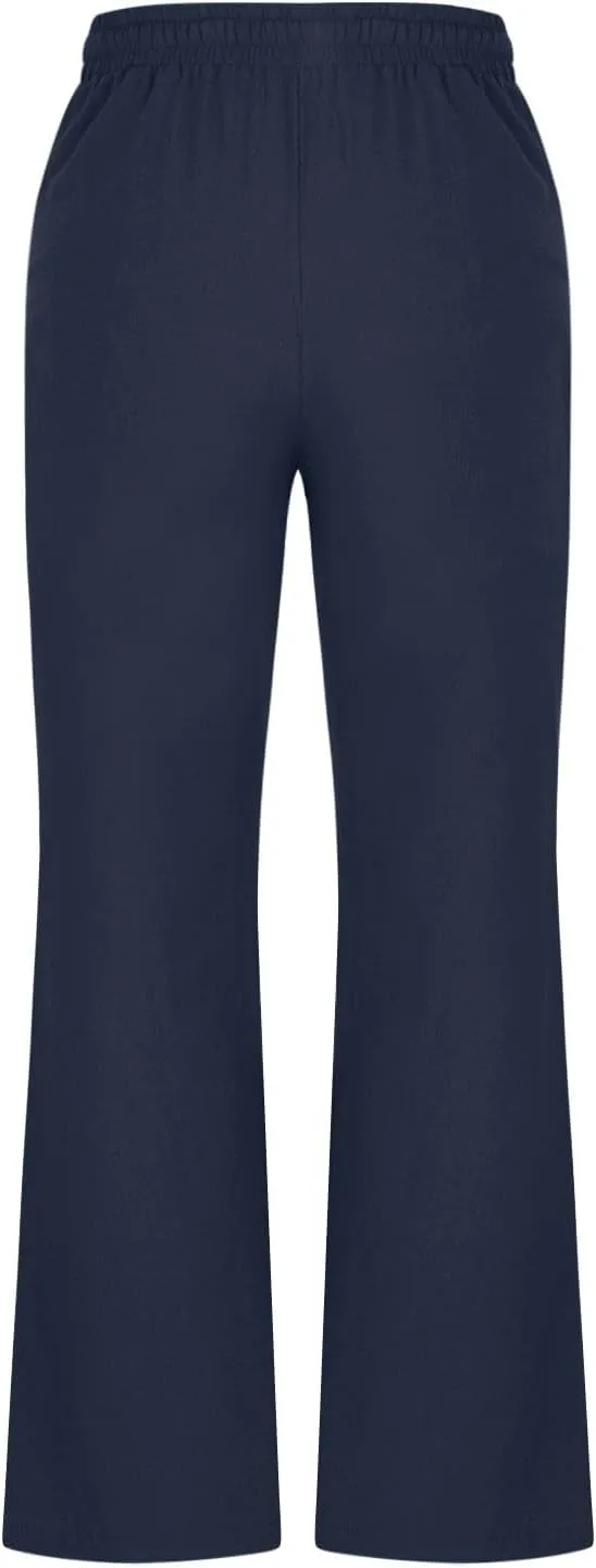 Linen Flared Pants for Women Casual Drawstring Elastic Waist Pant Trendy 2025 Summer Lounge Work Trouser with Pockets
