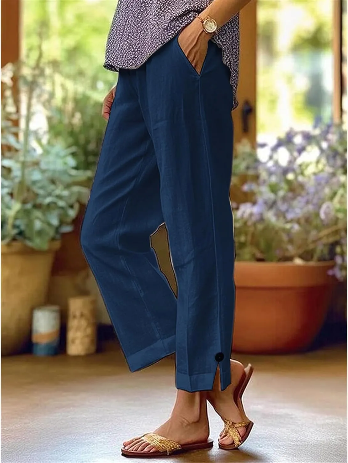 Linen Pants for Women Loose Wide Leg 2025 Summer Beach Loung Pants High Waist Vacation Trousers Outfits