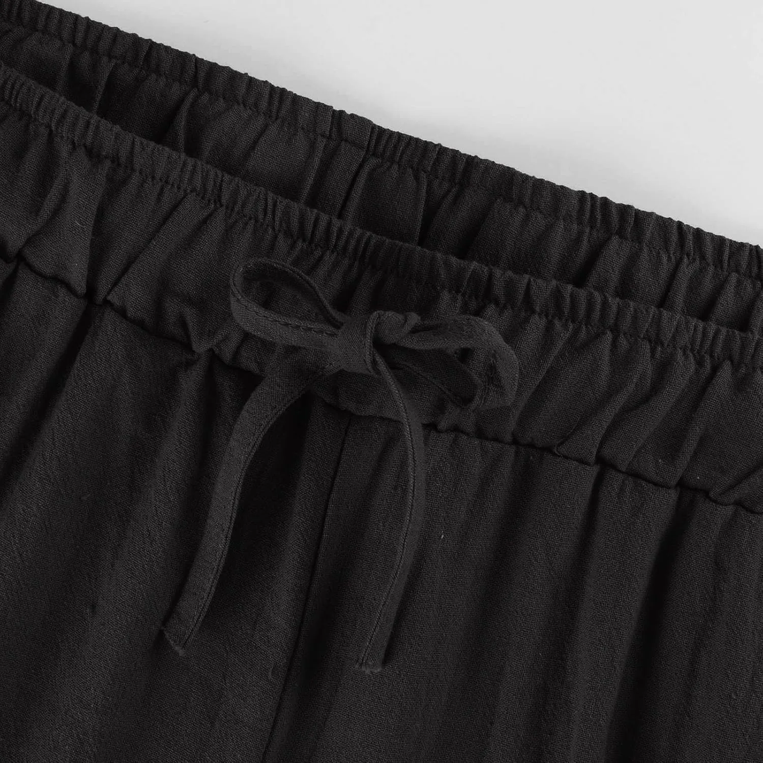 Linen Pants Women 2025 Summer Beach Lounge Wide Leg Trousers Drawstring High Waisted Palazzo Pants with Pockets