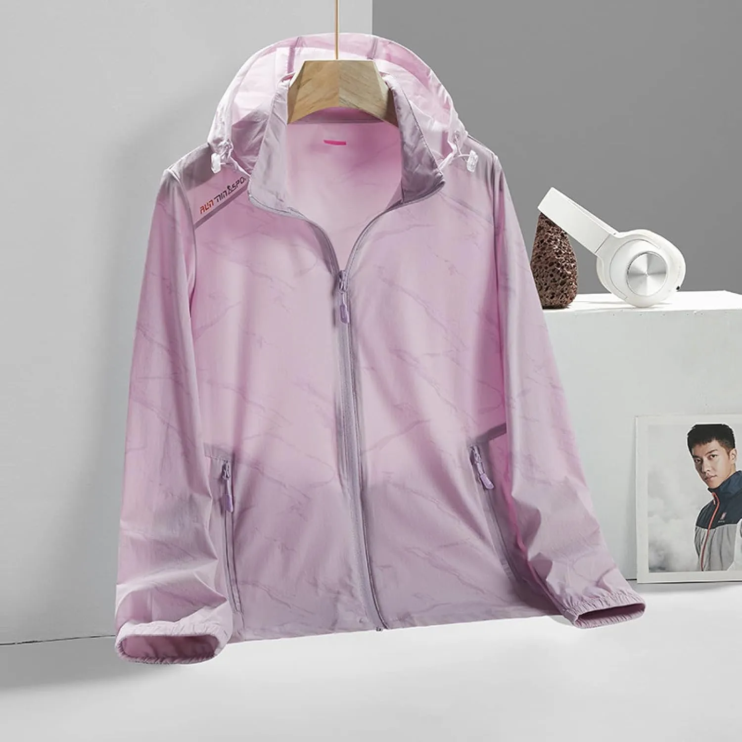 Long Sleeve Sun Shirt Hiking, Detachable Hat, Men and Women Couples Sun Protection Clothes, Purple, 5XL,Sun Protection Quick Dry Shirts