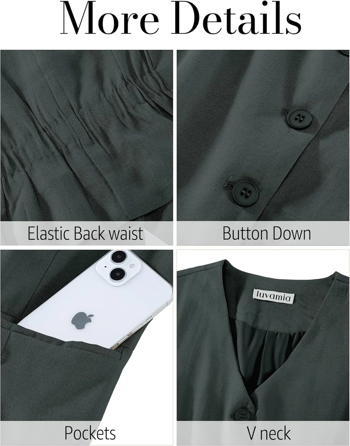 luvamia Womens Vests Linen Fashion Dressy Casual Lightweight Button Down Sleeveless Blazer Lined Work Waistcoat Vest Top