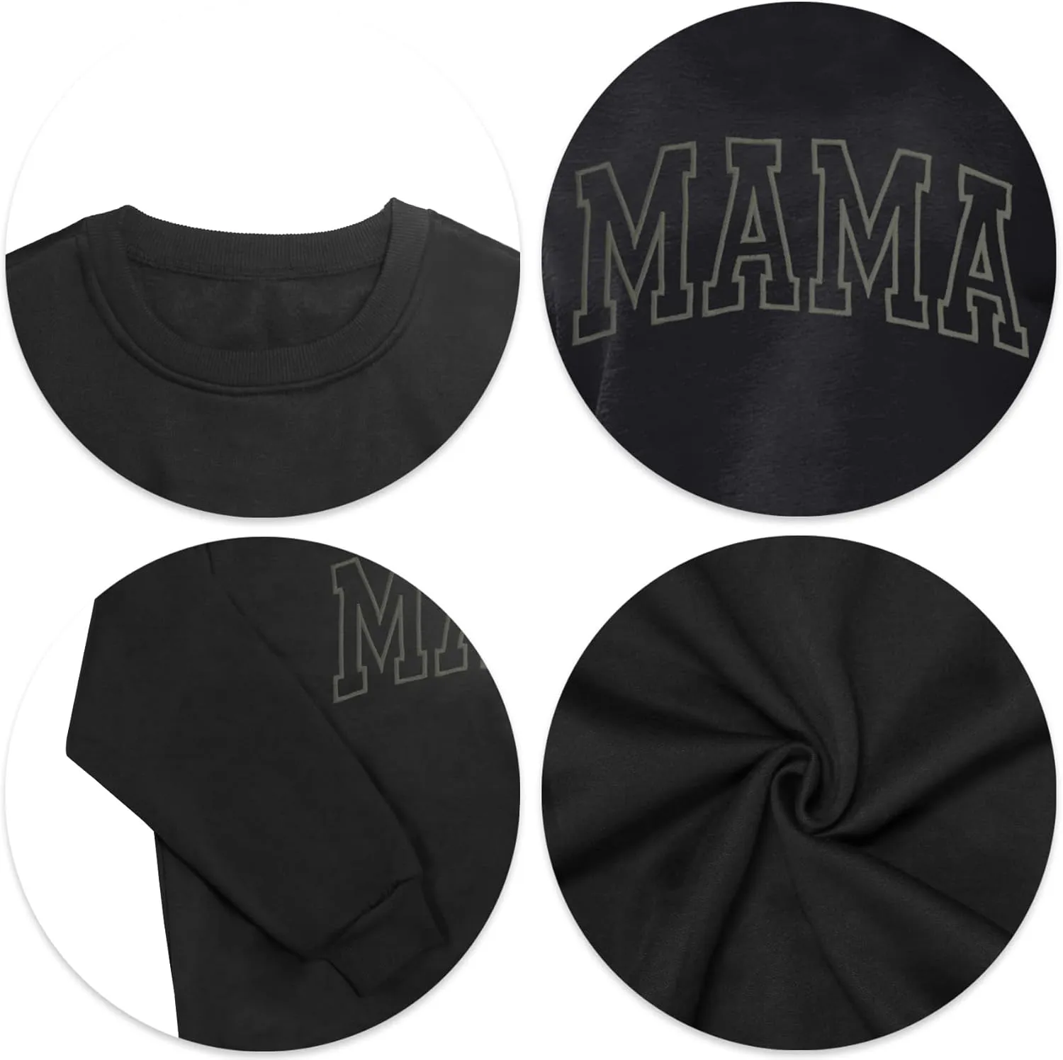 Mama Sweatshirts for Women Embroidered Mama Shirt Oversized Mom Crewneck Pullover Hoodies Long Sleeve
