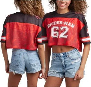 Marvel Womens Baseball Jersey - Spiderman Novelty Fashion Baseball Shirt - Spidey Jersey for Women (Sizes: S-XL)