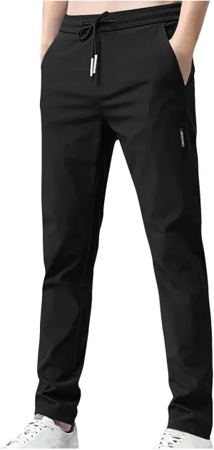 Men Plus Size Light Pants Athletic Fashion Pants Solid Hiking Pants Slim Drawstring Pants Tapered Pants with Pocket