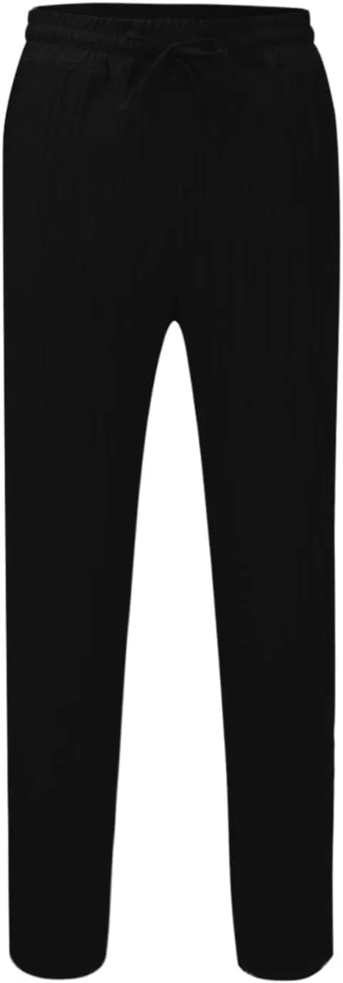 Mens Cotton Linen Pants Elastic Drawstring Waist Trouser Casual Loose Fit Yoga Beach Pants Striped Hip Hop Sports Pants