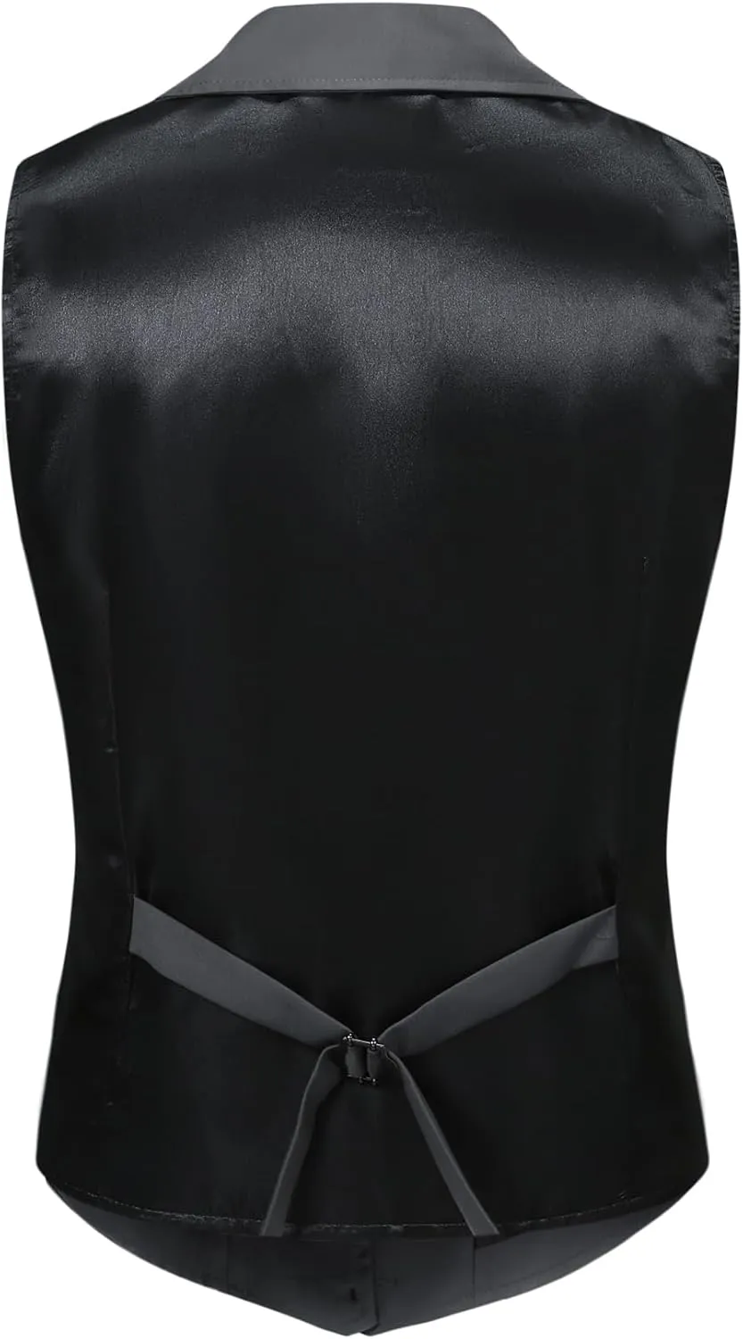 Mens Formal Suit Vest Slim Business Fit Waistcoat with 1 Pockets for Suit or Tuxedo