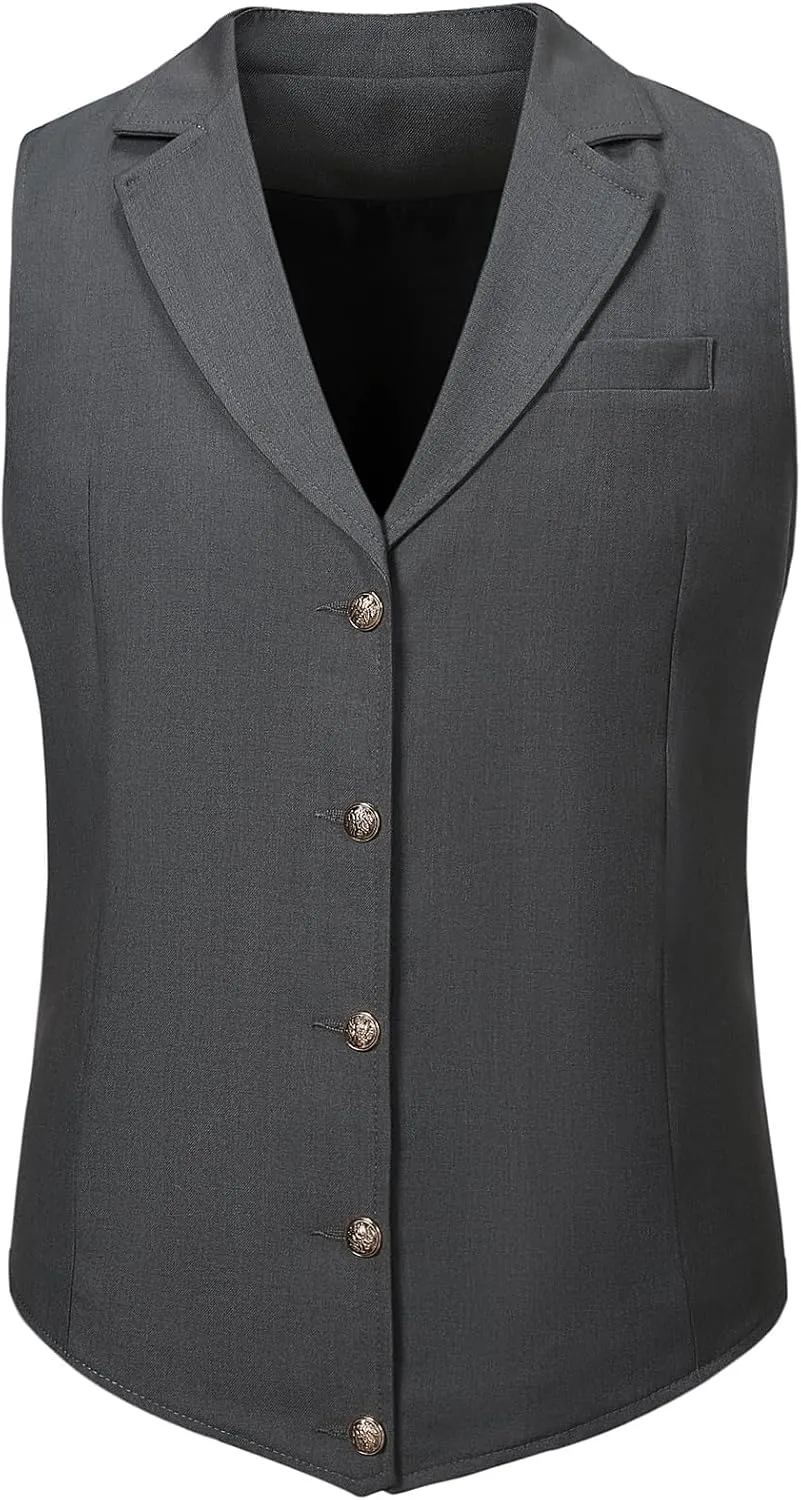 Mens Formal Suit Vest Slim Business Fit Waistcoat with 1 Pockets for Suit or Tuxedo