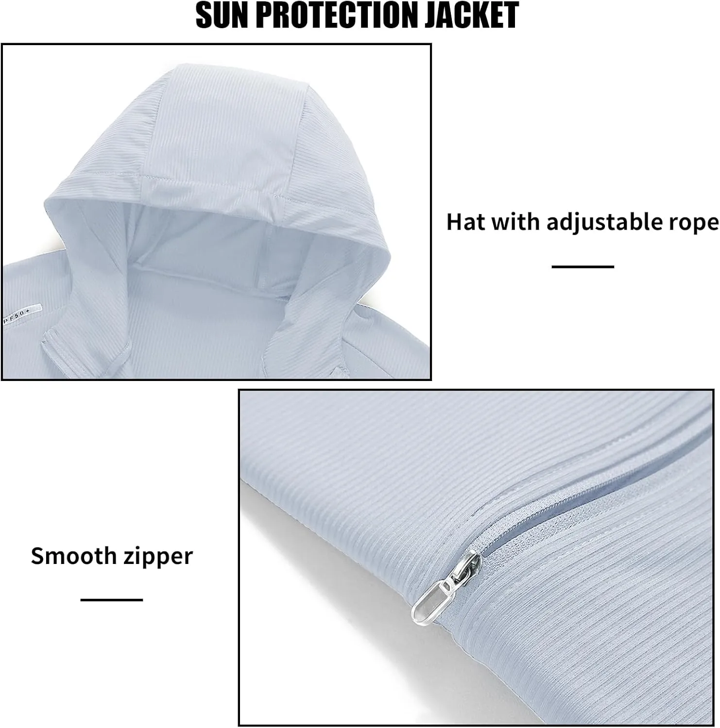 Men's Ice Silk UPF 50  Sun Protection Hoodie Lightweight Long sleeve Shirt Quick-dry Cooling Zipper Shirts Fishing Golf